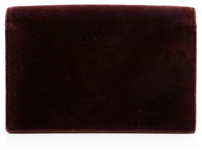Autre Marque Portafoglio a catena Saint Laurent Kate in velluto con monogramma in cristalli e nappe Rosso - vista 3