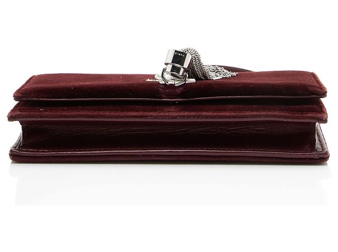 Autre Marque Portafoglio a catena Saint Laurent Kate in velluto con monogramma in cristalli e nappe Rosso - vista 4