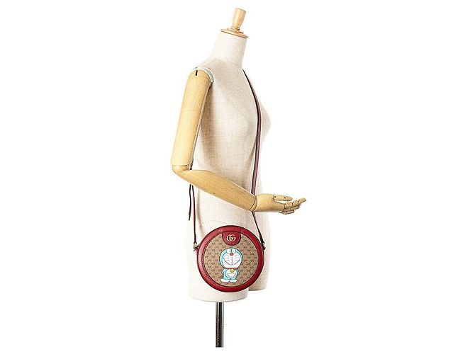 Gucci Doraemon Mini GG Supreme Crossbody Bag Braun Beige - Ansicht 7