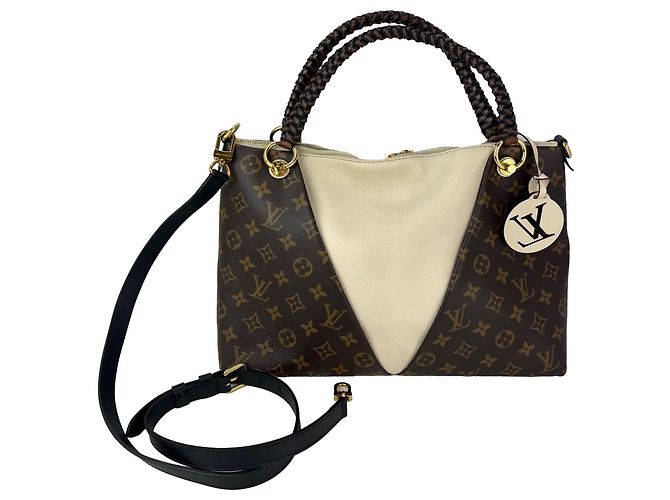 Louis Vuitton Braided V Tote MM Cream Leather Canvas Schultertasche Weiß - Ansicht 3