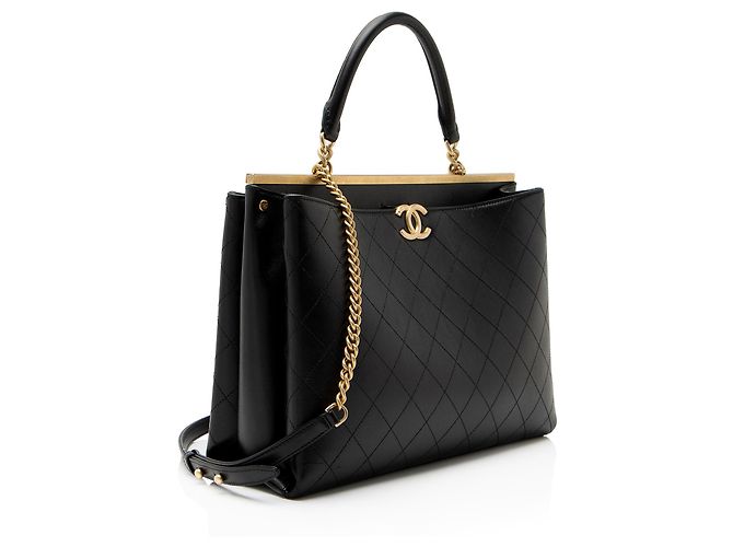 Gabrielle Bolso Shopping Grande Chanel Coco Luxe de Piel de Becerro Negro - vista 2
