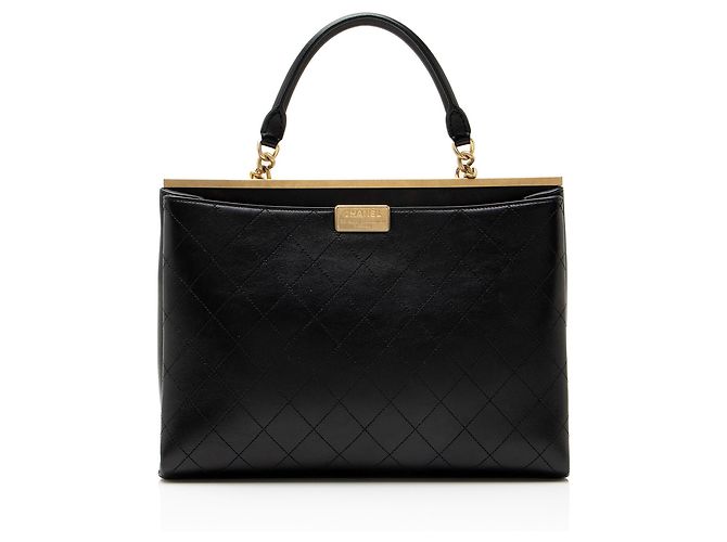 Gabrielle Bolso Shopping Grande Chanel Coco Luxe de Piel de Becerro Negro - vista 3