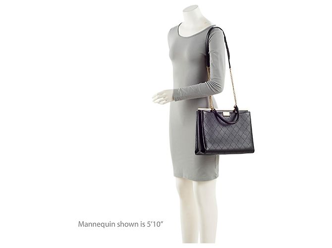 Gabrielle Bolso Shopping Grande Chanel Coco Luxe de Piel de Becerro Negro - vista 5
