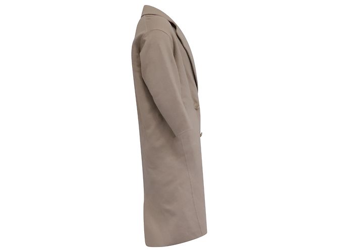 Mansur Gavriel Double-Breasted Coat in Beige Wool - view 3