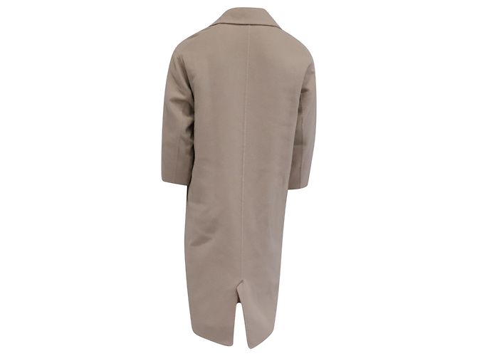 Mansur Gavriel Double-Breasted Coat in Beige Wool - view 4