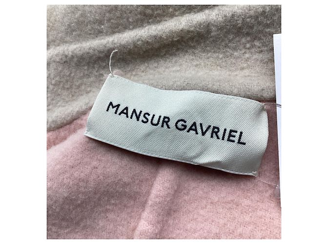 Mansur Gavriel Double-Breasted Coat in Beige Wool - view 5