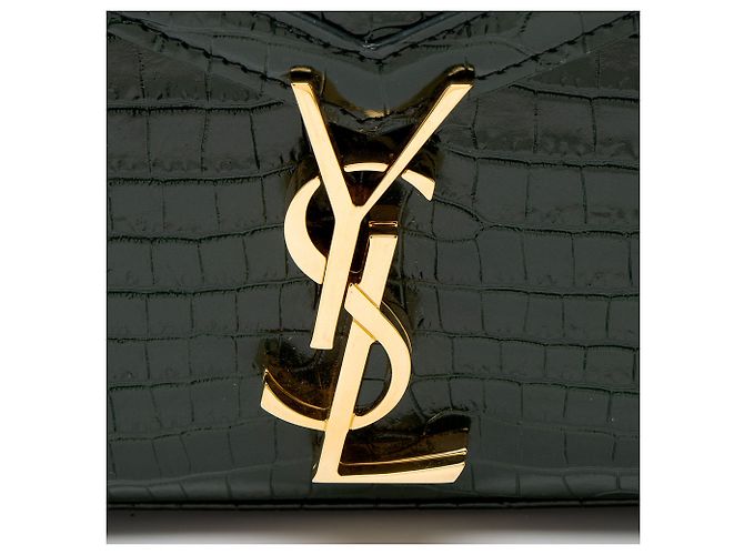 Autre Marque Saint Laurent Monogram Cassandra Mini Top Handle aus Krokoprägeleder Grün - Ansicht 10