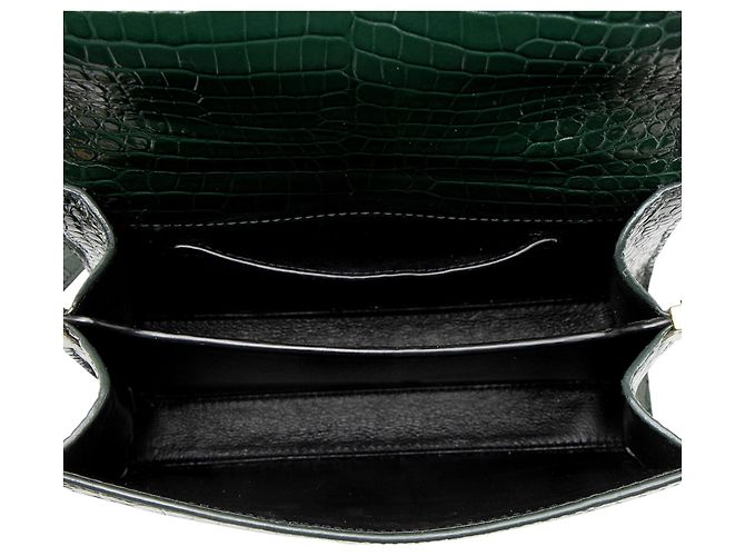 Autre Marque Saint Laurent Monogram Cassandra Mini Top Handle aus Krokoprägeleder Grün - Ansicht 7