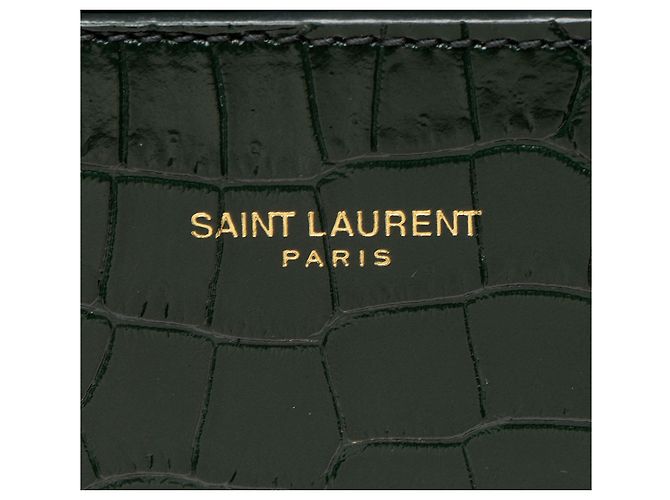 Autre Marque Saint Laurent Monogram Cassandra Mini Top Handle aus Krokoprägeleder Grün - Ansicht 9