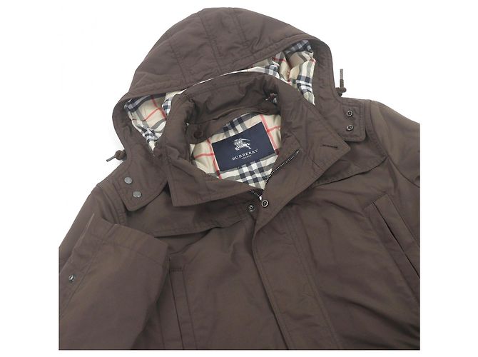 Giacca con cappuccio Burberry London in nylon e pelle Marrone - vista 2