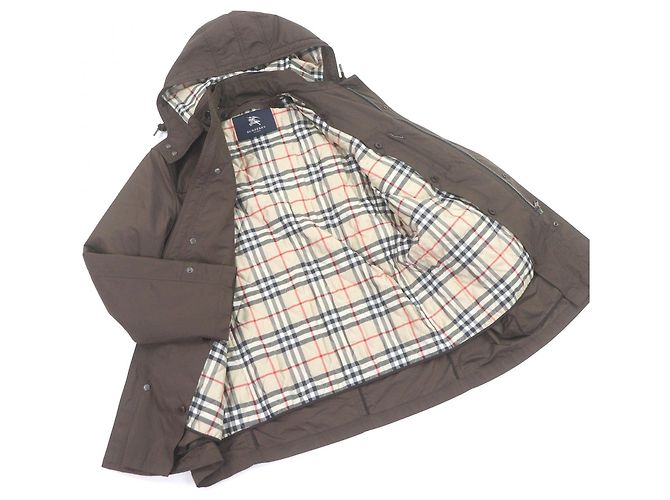 Giacca con cappuccio Burberry London in nylon e pelle Marrone - vista 3