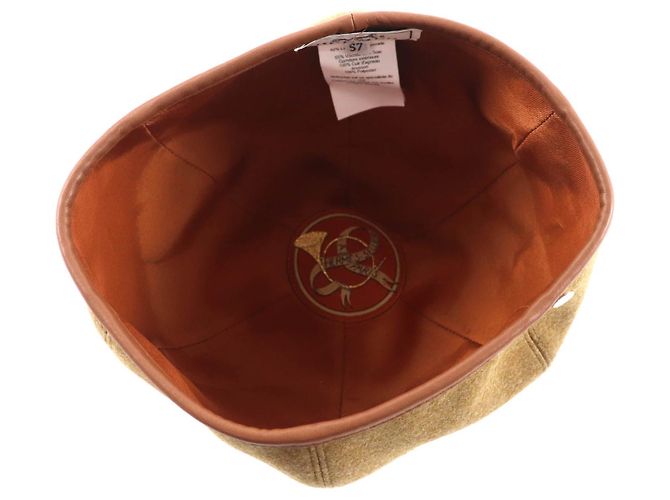 Hermès Gabriel Serie Barett aus Metall-Wolle und Leder 57 Braun - Ansicht 4