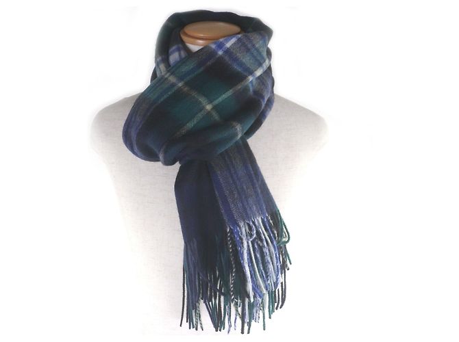 Autre Marque Johnstons of Elgin Kaschmirschal mit Tartan-Karo Blau Grün - Ansicht 2