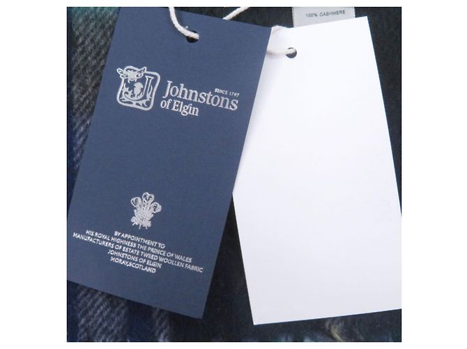 Autre Marque Johnstons of Elgin Kaschmirschal mit Tartan-Karo Blau Grün - Ansicht 7