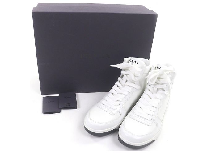 Prada 1T638M High Cut Sneaker aus Leder Weiß - Ansicht 2