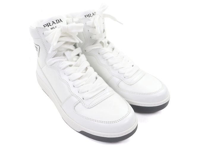 Prada 1T638M High Cut Sneaker aus Leder Weiß - Ansicht 3