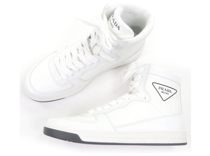 Prada 1T638M High Cut Sneaker aus Leder Weiß - Ansicht 4