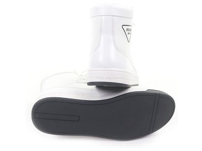 Prada 1T638M High Cut Sneaker aus Leder Weiß - Ansicht 5
