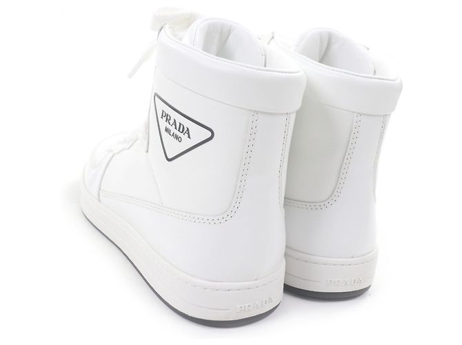 Prada 1T638M High Cut Sneaker aus Leder Weiß - Ansicht 6