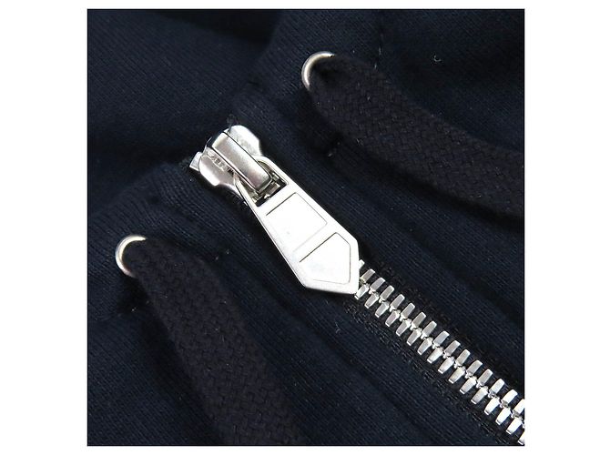 Pullover de algodão com meio zíper Hermès Stitch Design Azul Azul marinho - vista 6