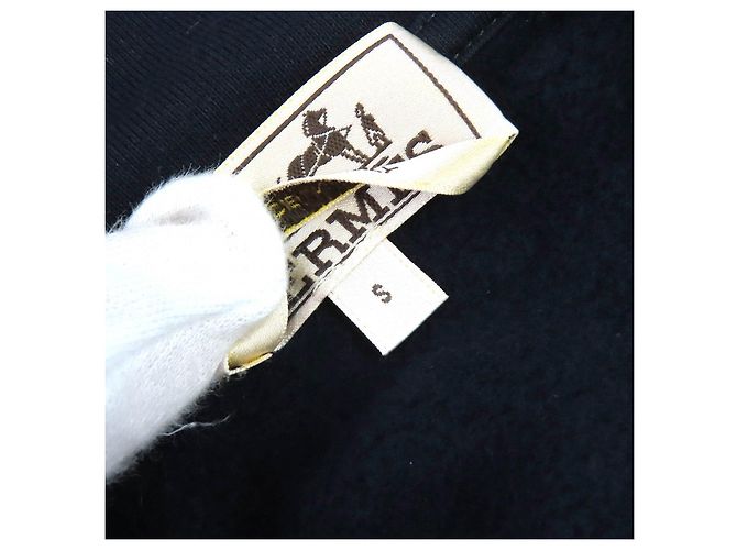 Pullover de algodão com meio zíper Hermès Stitch Design Azul Azul marinho - vista 9