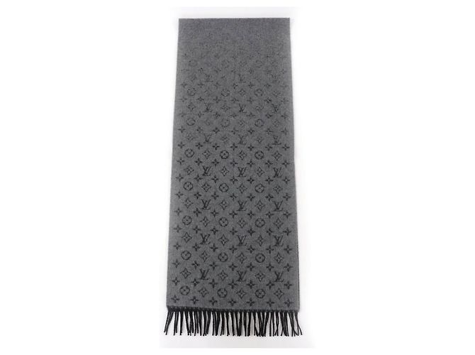 Cachecol de Lã e Caxemira Monogram Louis Vuitton Marrom Preto - vista 3