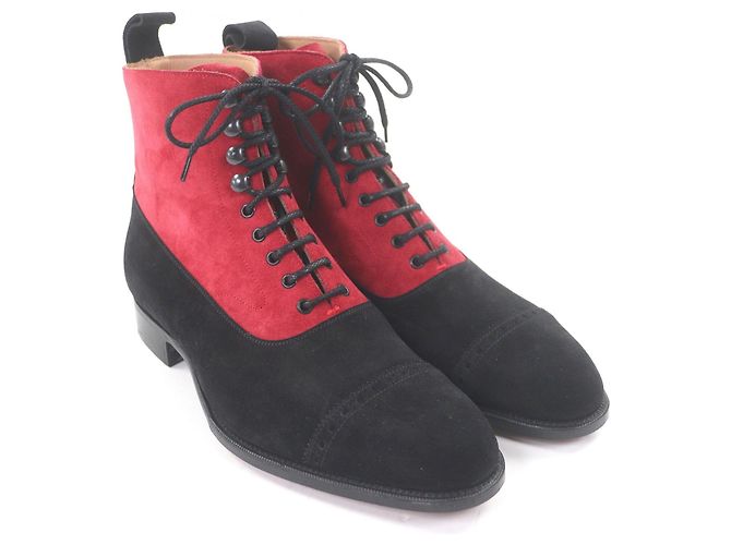Autre Marque Stivaletti Edward Green Shannon in camoscio Nero Rosso - vista 2