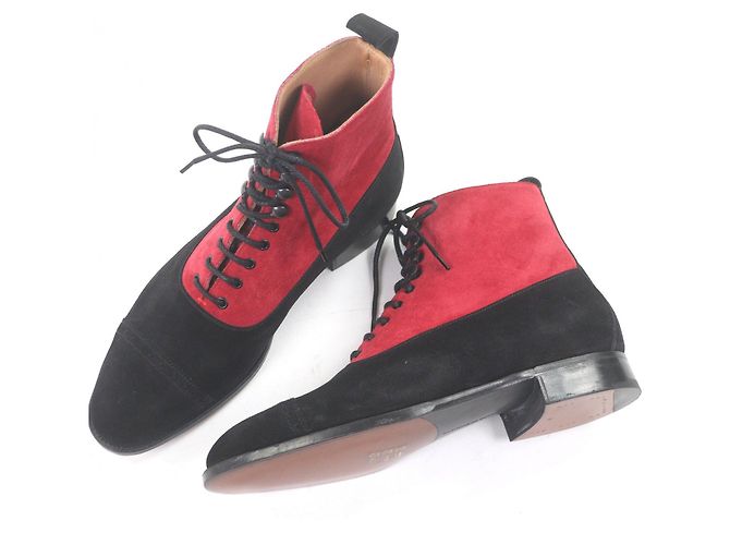 Autre Marque Stivaletti Edward Green Shannon in camoscio Nero Rosso - vista 3