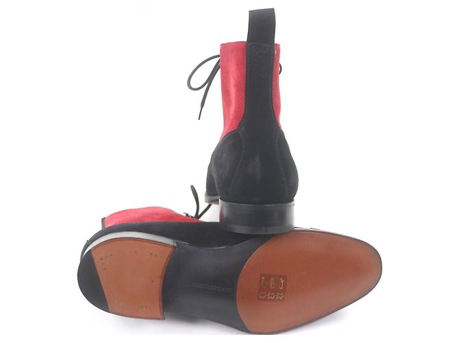 Autre Marque Stivaletti Edward Green Shannon in camoscio Nero Rosso - vista 4