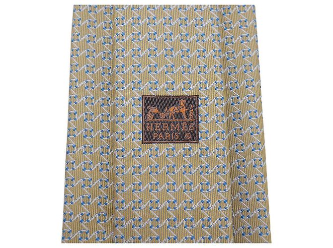 Hermès Silk Tie Blue Beige - view 4