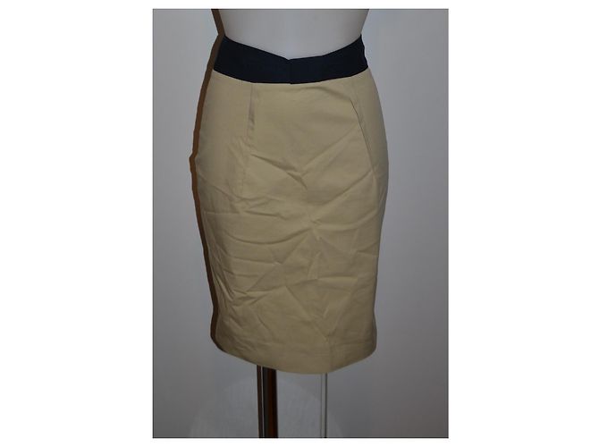 Minifalda de algodón beige Red Valentino con banda negra Negro - vista 2