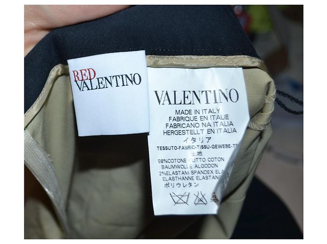 Minifalda de algodón beige Red Valentino con banda negra Negro - vista 5