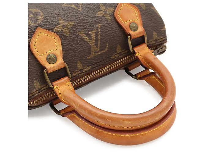 Louis Vuitton Monogram Mini Speedy Handbag Pouch M41534 Castaño - vista 5