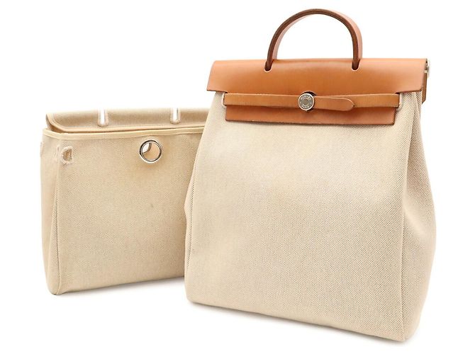 Hermès Hermes Herbag Sac aux PM Borsa Zaino Marrone chiaro - vista 2