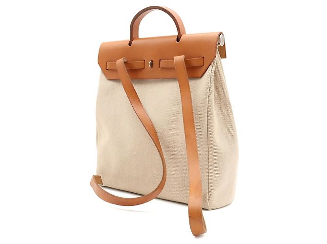 Hermès Hermes Herbag Sac aux PM Borsa Zaino Marrone chiaro - vista 3