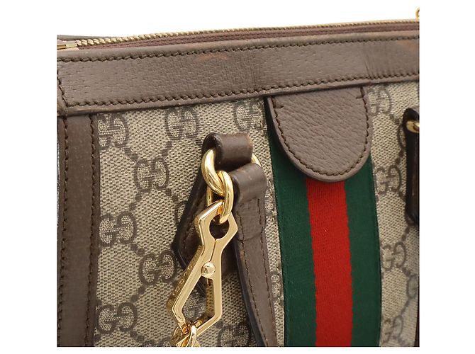 Borsa Tote Piccola GUCCI Ophidia GG Supreme Rosso Beige Verde - vista 9