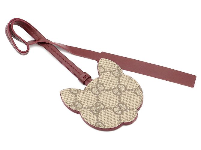 Breloque en forme de chat Gucci GG Supreme Multicolore Beige Bordeaux - vue 3