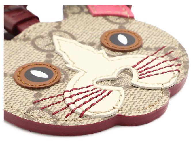 Breloque en forme de chat Gucci GG Supreme Multicolore Beige Bordeaux - vue 4