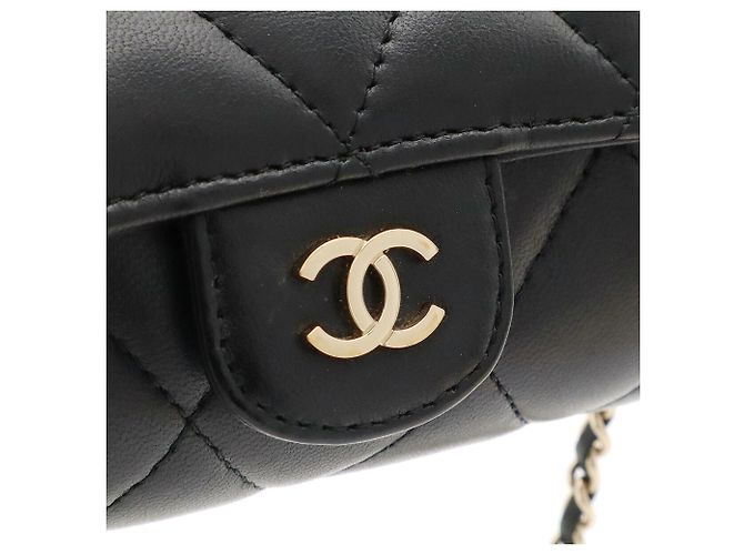 Chanel gesteppte Leder-Schultertasche Schwarz - Ansicht 7