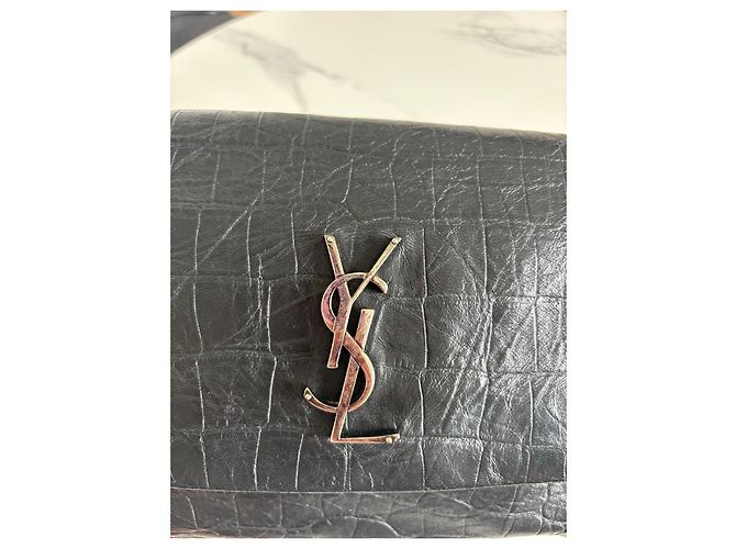 Autre Marque Borsa a tracolla Saint Laurent West Hollywood in pelle nera effetto coccodrillo Nero - vista 7