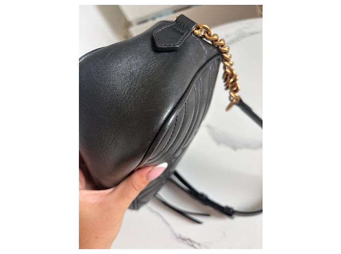 Gucci GG Marmont Borsa a Tracolla Pelle Nera Nero - vista 10
