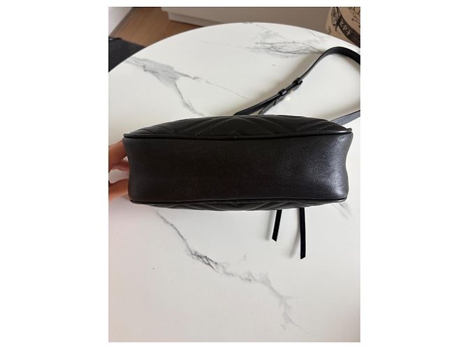Gucci GG Marmont Borsa a Tracolla Pelle Nera Nero - vista 4