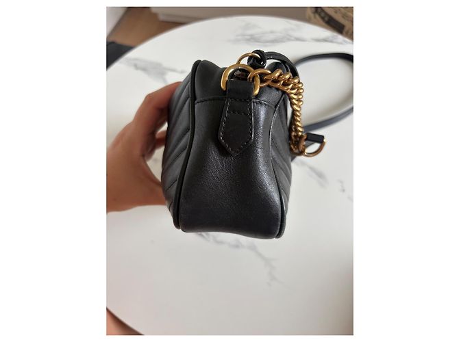 Gucci GG Marmont Borsa a Tracolla Pelle Nera Nero - vista 5