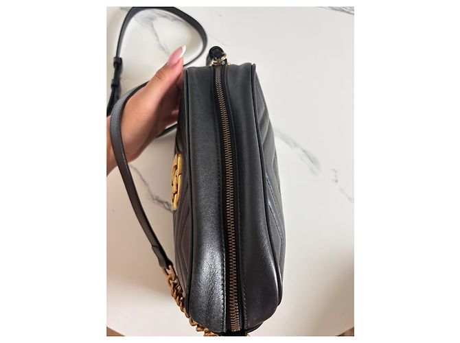 Gucci GG Marmont Borsa a Tracolla Pelle Nera Nero - vista 7