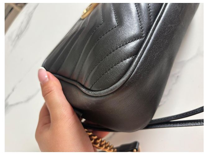 Gucci GG Marmont Borsa a Tracolla Pelle Nera Nero - vista 8