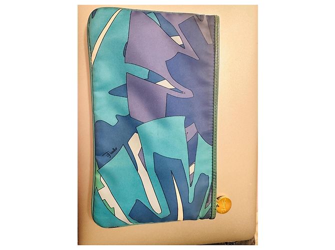 Clutch Emilio Pucci de seda estampado Blanco Azul Verde Azul claro - vista 2