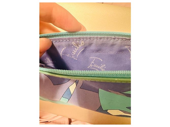 Clutch Emilio Pucci de seda estampado Blanco Azul Verde Azul claro - vista 3