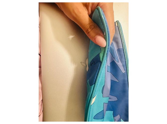 Clutch Emilio Pucci de seda estampado Blanco Azul Verde Azul claro - vista 7
