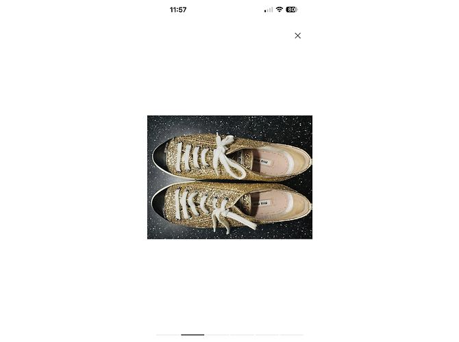 Miu Miu Goldglitzer Low-Top-Sneaker mit Metallkappe Golden - Ansicht 2