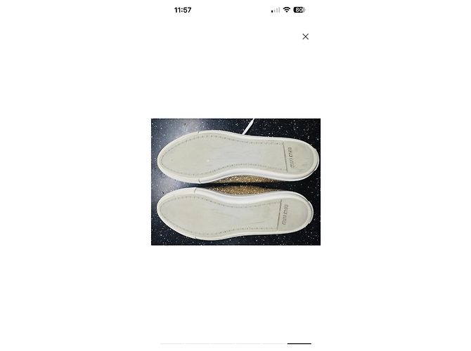 Miu Miu Goldglitzer Low-Top-Sneaker mit Metallkappe Golden - Ansicht 4